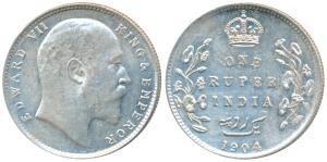 Edward VII, Silver Rupee, 1904, Bombay Mint, (Prid 200). Two scratch marks on the cheek, A