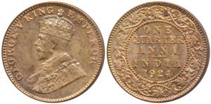 George V, Copper ¼ Anna, 1924, Bombay Mint (Prid 677). Uncirculated.