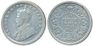 George V, Silver ¼ Rupee, 1911, Calcutta Mint, (Prid 207). About Very Fine.