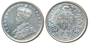 George V, Silver ½ Rupee, 1912, Calcutta Mint (Prid 319). Uncirculated.
