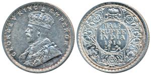 George V, Silver ½ Rupee, 1914, Bombay Mint, (KM 522). Uncirculated.