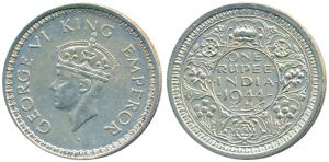 George VI, Half Silver Rupee, 1944, Bombay Mint, C / Ia, Unreported until recently. Very F