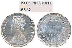 Victoria Empress, Silver Rupee, 1900, Bombay Mint, A3 / I / B incuse, (Prid 186). Graded b