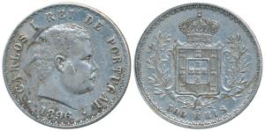 Portugal, Silver 500 Reis, Carlos I, 1896. Very Fine+.