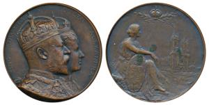 Edward VII Coronation Medal, Copper miniature, 27.8g, obv. conjoined bust of Edward VII an
