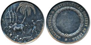 Agricultural and Horticultural Society of India, Silver Medal, 19.65g, obv. Hindu ryot plo