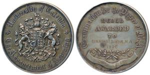 University of Calcutta, Silver Medal, 53.65g, obv. arms of England in center, The Advancem