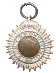 Indian Recruiting Badge, George VI, Silver Medal, a multi rayed badge surmounted by a crow