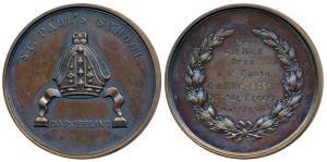 St. Paul’s School, Darjeeling, Bronze Medal, 58.02g, obv. monogram of the school, rev. 195