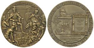 Vasco da Gama, Heavy Bronze Medallion, 1972, obv. scene of Vasco Da Gama meeting Portugues