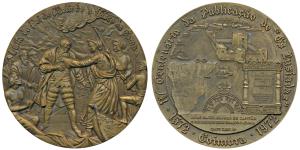 Vasco da Gama, Heavy Bronze Medallion, 1972, obv. scene of Vasco Da Gama meeting King Meli