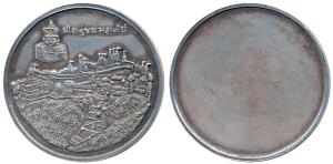 Silver Bar, 49.8g, obv. Shatrujay Mahatirth, Palitana, scene of the temple town with the b