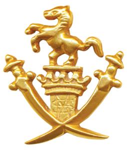 Palitana or neighboring areas, Cap badge, 4.7g, Gold coat of arms, a prancing horse atop a