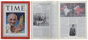 Time Magazine, June 30 1947, Mahatma Gandhi featured on the cover page and caption below “