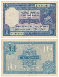 George V, Rupees 10, 2nd issue, 1926, signed J. B. Taylor, (J&R 3.7.2). Very Fine+, Rare.