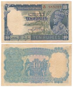 George V, Rupees 10, 3rd issue, 1933, signed J. B. Taylor, thick paper variety, (J&R 3.8.1