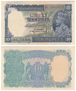George V, Rupees 10, 3rd Issue, 1933, signed J. W. Kelly, (J&R 3.8.2). Crisp, Extremely Fi