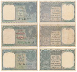 George VI, Rupee 1, 1944, signed C. E. Jones, serial number in black (J&R 4.1.1A); Burma, 