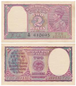 George VI, Rupees 2, 1943, signed J. B. Taylor (J&R 4.2.1). About Extremely Fine.