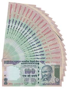 Rupees 100, signed Y. V. Reddy, fancy numbers 111111 to 999999 and 100000 to 1000000. Unci