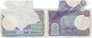 Rupee 1, signed Pratap Kishan Kaul, Error, extra paper, hence Government of India is print
