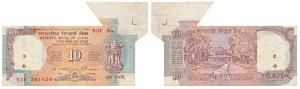 Rupees 10, Error, signed C. Rangarajan, serial number in the top right only partially prin