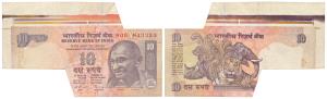 Rupees 10, signed C. Rangarajan, Error, margin with substantial extra paper at top, with p