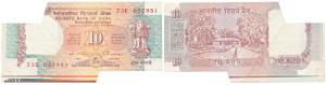 Rupees 10, Error, signed C. Rangarajan, margin with print lines visible at bottom, unevenl