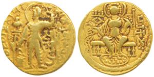 Guptas, Samudragupta (c. 335-380 AD), Gold Dinar, 7.57g, ‘Standard’ type, obv. king nimbat