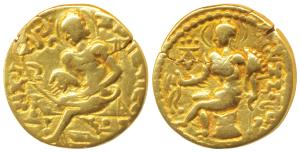 Guptas, Samudragupta, Gold Dinar, 7.6449g, ‘Lyrist’ type, obv. king seated on a high-backe