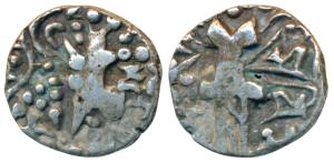 Karkotakas of Kashmir, Vinayaditya (5th century AD), Base Gold Dinara, 7.17g, obv. seated 