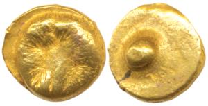 Shilaharas of Kolhapur (c. 10-11th century AD), Gold ¼ Pagoda / Double Fanam, 0.76g, obv. 