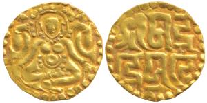 Kalachuris of Tripuri, Gangeya Deva (1015-1040 AD), Gold Dinara, 4g, obv. Goddess Lakshmi 