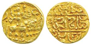 Hoyasalas of Dorasamudra, Vishnuvardhan (1106-1153 AD), Gold Pagoda, 4.09g, obv. standing 