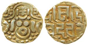 Gahadavalas of Kanauj, Govinda Chandradeva (1114-1154 AD), Gold Dinara, 4.08g, obv. Goddes