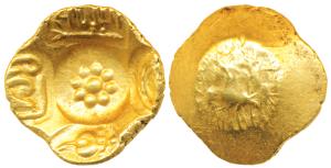 Yadavas of Devagiri, Singhana Deva (c. 1200-1247 AD), Gold Gadyana / Padma Tanka, 3.82g, P