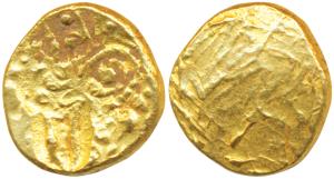 Telugu Chodas of Nellore, Bhujabala (c. 13th century), Gold Pagoda, 3.55g, punch-marked ty
