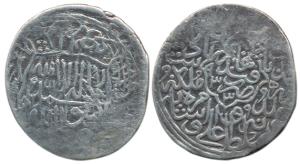 Zahir al-Din Muhammad Babur (AH 932-937, 1526-1530 AD), Silver Shahrukhi, 4.4g, Qandahar M