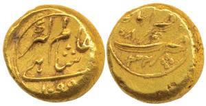 Aurangzeb, Gold Pagoda, Nasirabad (Dharwad) Mint, AH 1099/32. About Extremely Fine, Very R