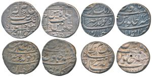 Aurangzeb, Silver Rupees (4), Ahmedabad Mint, AH 1091/23; Gulbarga Mint, RY 33; Junagadh M