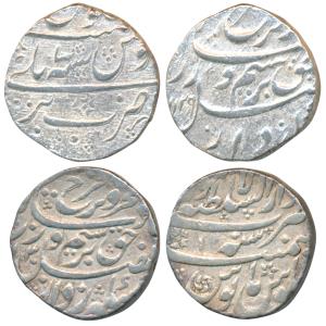 Farrukhsiyar, Silver Rupee (2), Bareli Mint, AH 1129; Lahore Mint, AH (1)130. (KM 377.18).
