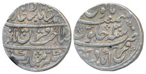 Muhammad Shah, Silver Rupee, 11.23g, Farrukhabad Mint, AH 116X/30, Sahib i-Qiran couplet t