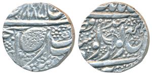 Amritsar Mint, Silver Rupee, 10.87g, Nanakshahi couplet, VS 1885 / 1903, Pataka / flag und