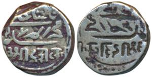 Desalji II (AH 1234-1277, 1818-1860 AD), Silver Kori, 4.40g, with the name of Muhammad Akb