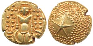 Star Gold Pagoda, 3.41g, single Swami (Balaji-Tirupati) standing facing front on obv., sta