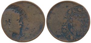 Edward VII, Copper ¼ Anna, Error, 40% off-center, 1907. Unusual, Fine+, Very Rare.