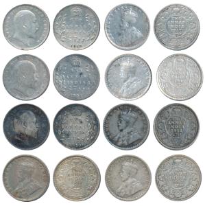 Edward VII & George V, Silver 2 Annas, 1904, 1910 (2), 1912, (3), 1917, (2). Fine+ to Unci