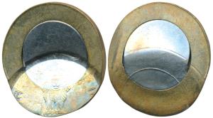 Bi-metal Rupees 10, Error, 50% off center, the rev. has an impression of the strike. Uncir