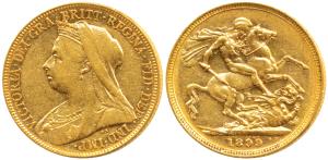 Australia, Victoria, Gold Sovereign, 8g, 1899, veiled head bust, rev. ‘M’ mint mark for Me