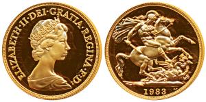 Great Britain, Elizabeth II, Gold 2 Pounds, 1983. Proof in Mint State, within original box